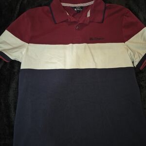 Ben Sherman Men's Polo Shirt - Burgundy, White, and Navy